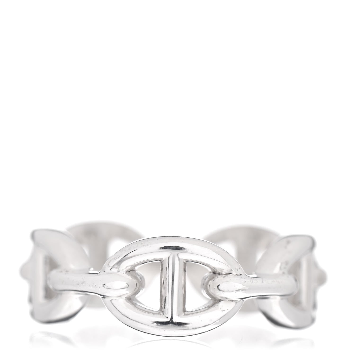 Hermes Sterling Silver PM Chaine d'Ancre Enchainee Band Ring 53 6.5 3 of 6
