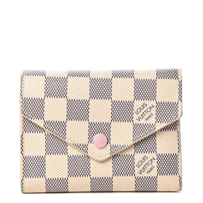 Louis Vuitton Damier Azur Victorine Wallet Rose Ballerine 1 of 9