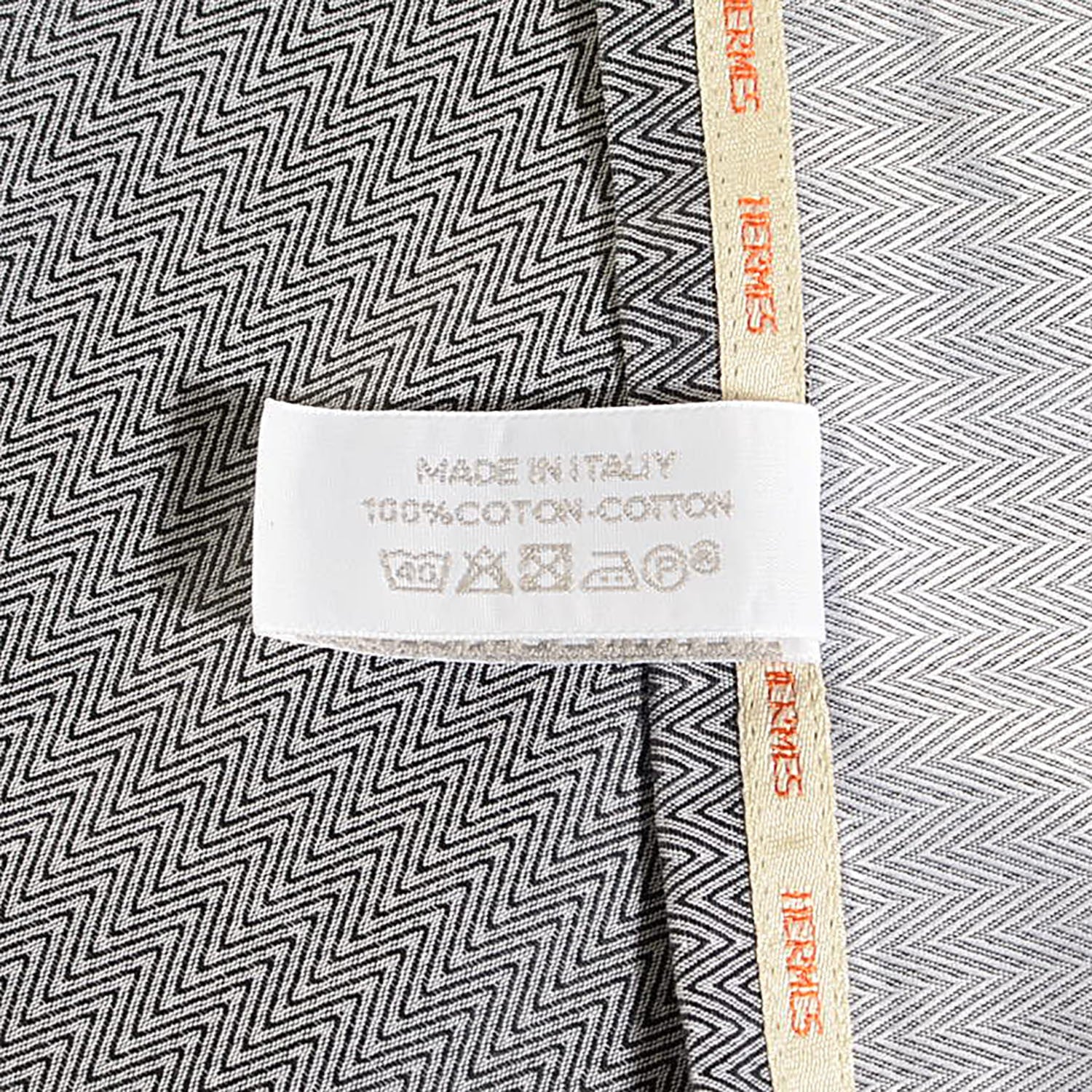Hermes Jacquard Cotton Bosphore Bottom Flat Sheet Bleu Blanc 5 of 6