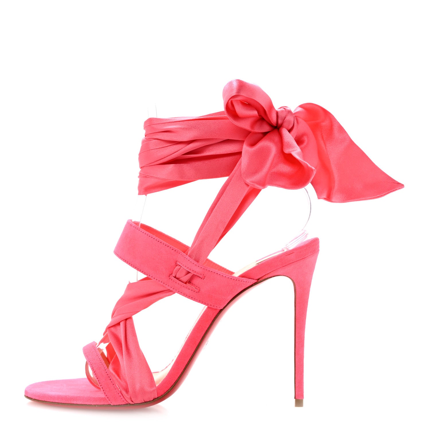 Christian Louboutin Crepe Foulard Cheville 100 Sandals 37.5 Magnifique 1 of 11
