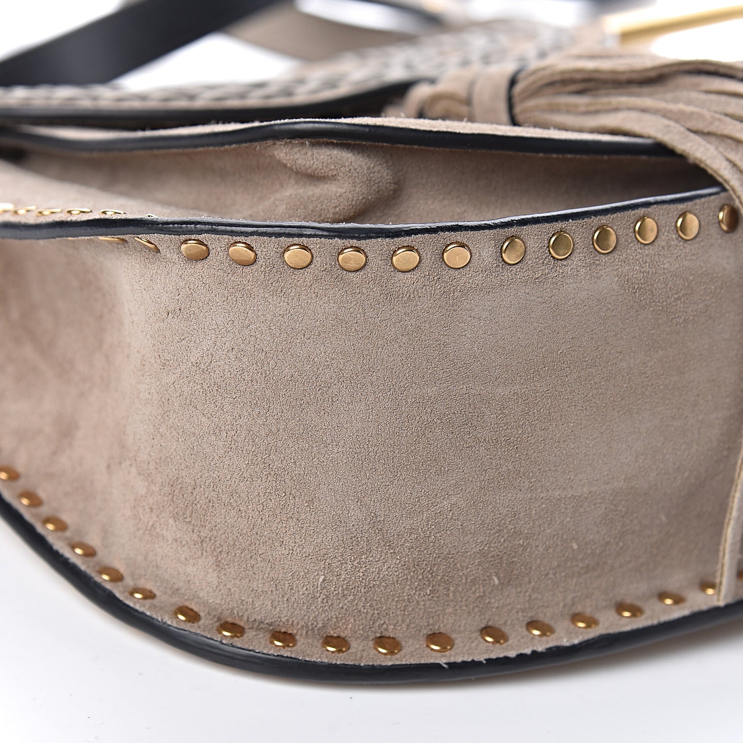 Suede Braided Small Hudson Shoulder Bag Motty Grey