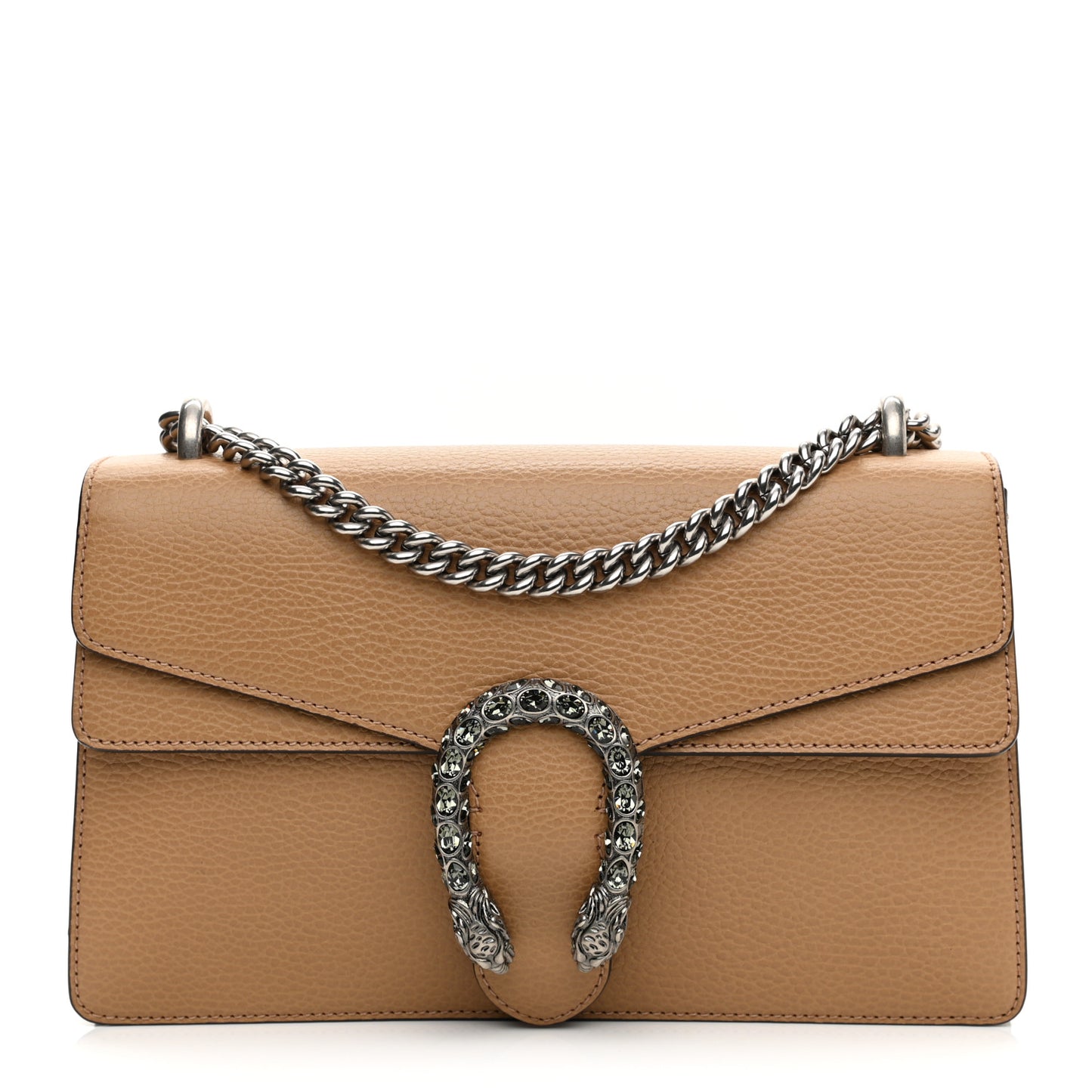 Dollar Calfskin Crystal Small Dionysus Shoulder Bag Natural Tan Black Diamond