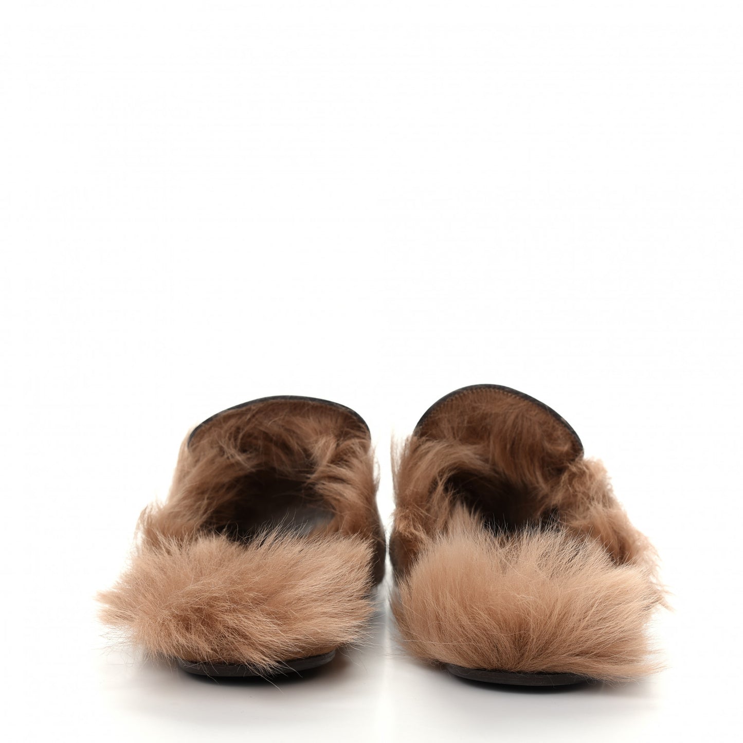 Goatskin Fur Web GG Mens Princetown Slippers 9 Cocoa