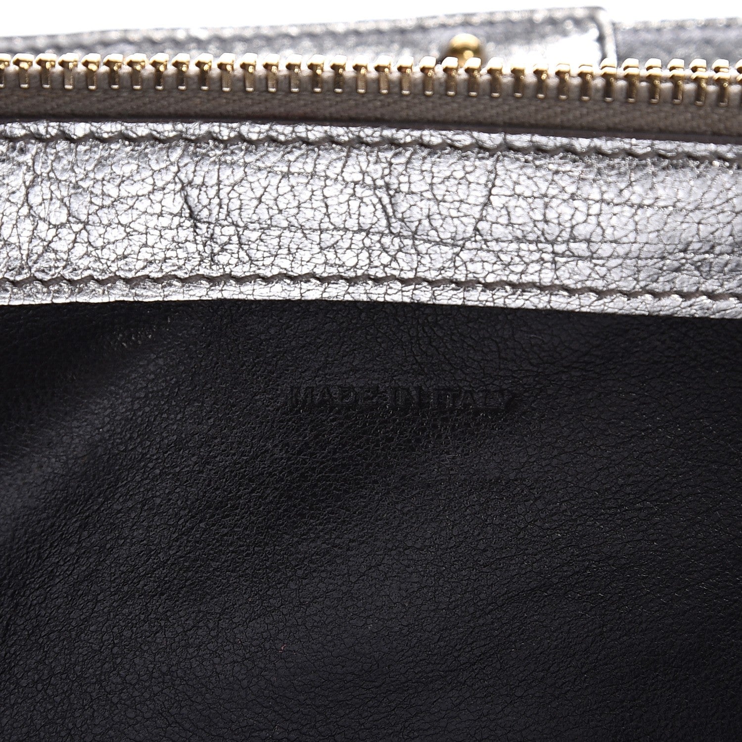 Saint Laurent Grained Metallic Calfskin Monogram Chain Wallet Argento 6 of 19