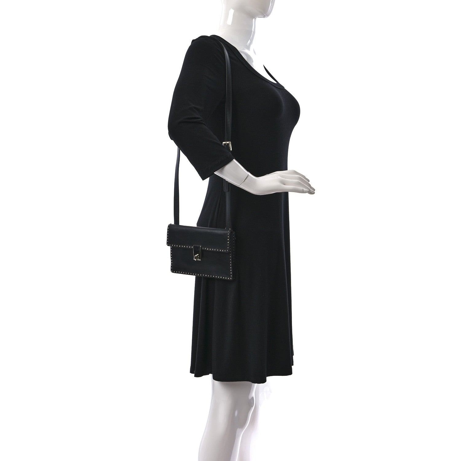 Valentino Garavani Calfskin Small Rockstud Cabana Crossbody Bag Black 2 of 8