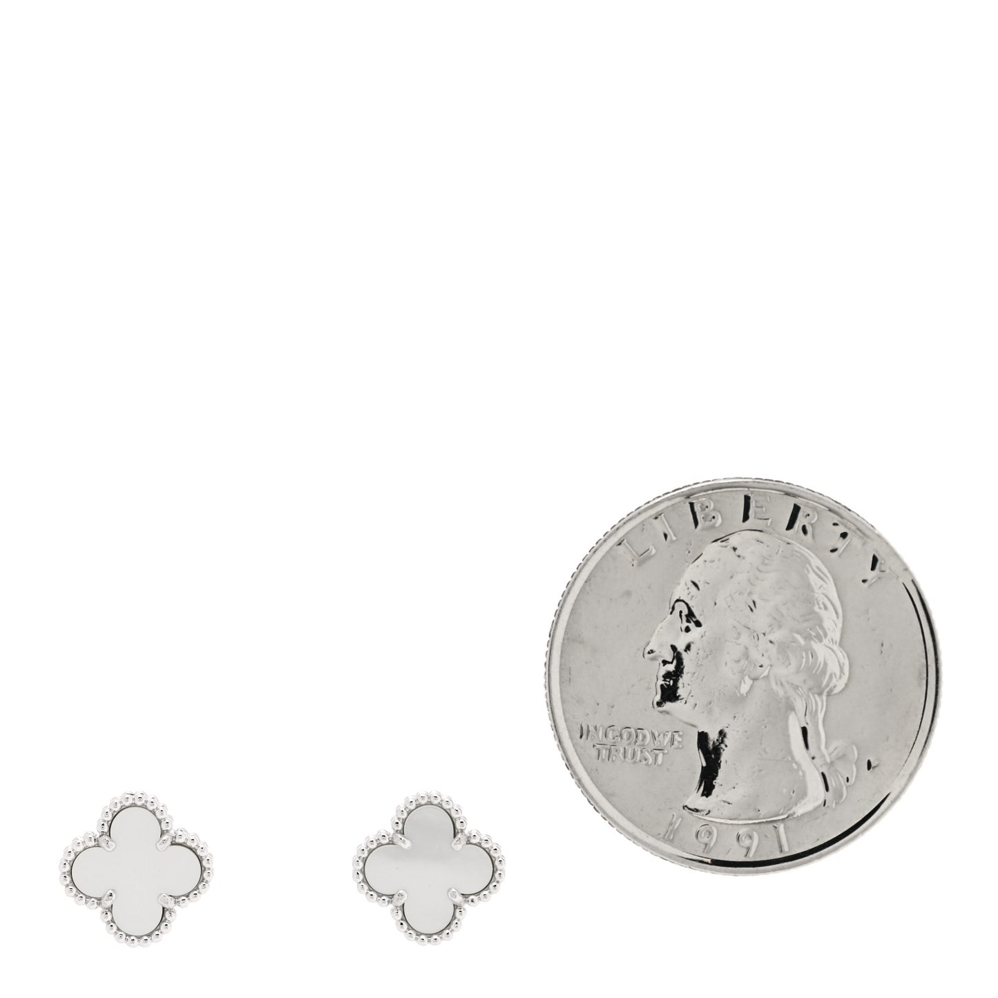 18K White Gold Mother of Pearl Sweet Alhambra Earrings