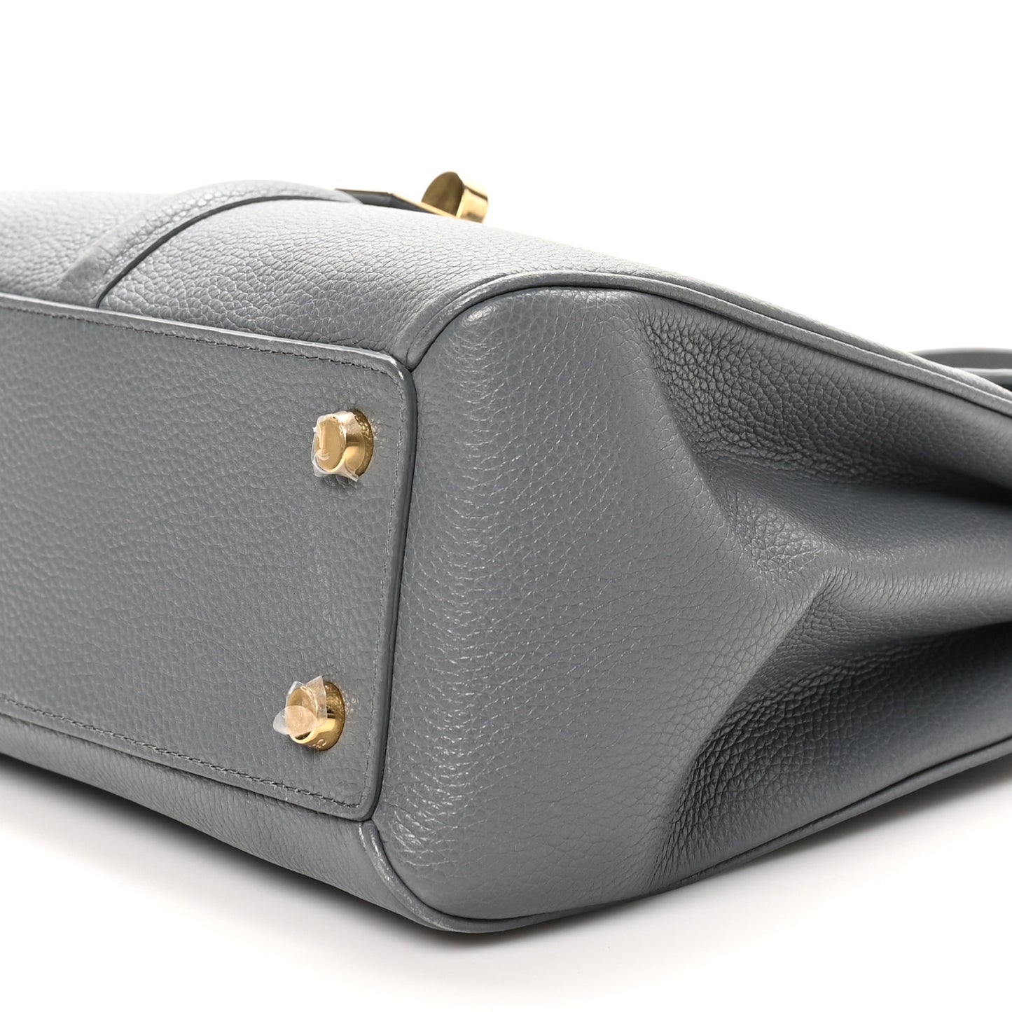 Grained Calfskin Small 16 Top Handle Bag Medium Grey