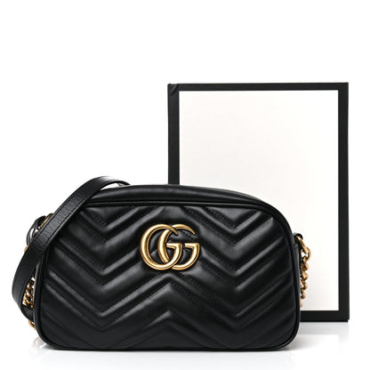 Gucci Calfskin Matelasse Small GG Marmont Chain Shoulder Bag Black 11 of 11