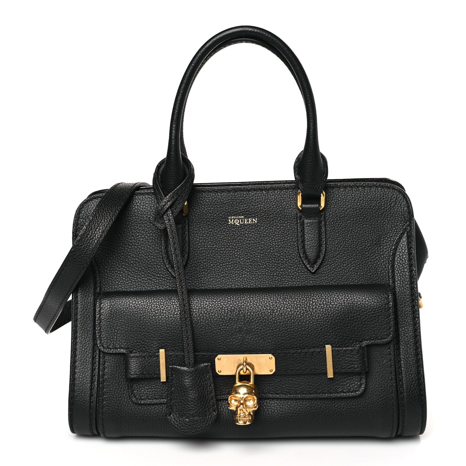 Alexander McQueen Pebbled Calfskin Padlock Pocket Tote Black 1 of 10