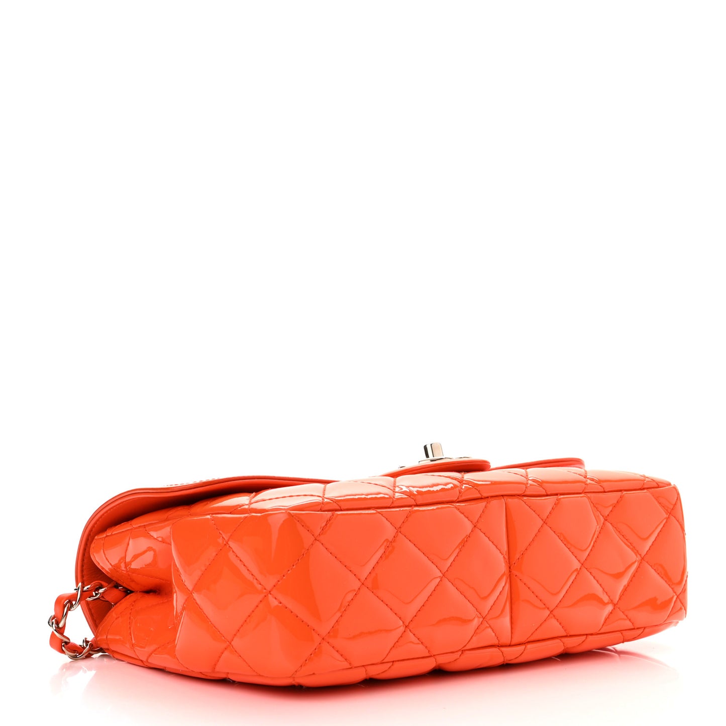 Patent Quilted Coco Shine Flap Orange