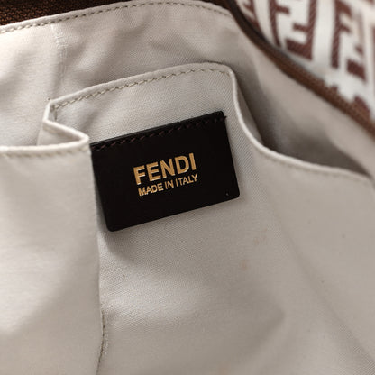 Fendi Zucchino Large Charm Shopping Tote White Brown 6 of 11