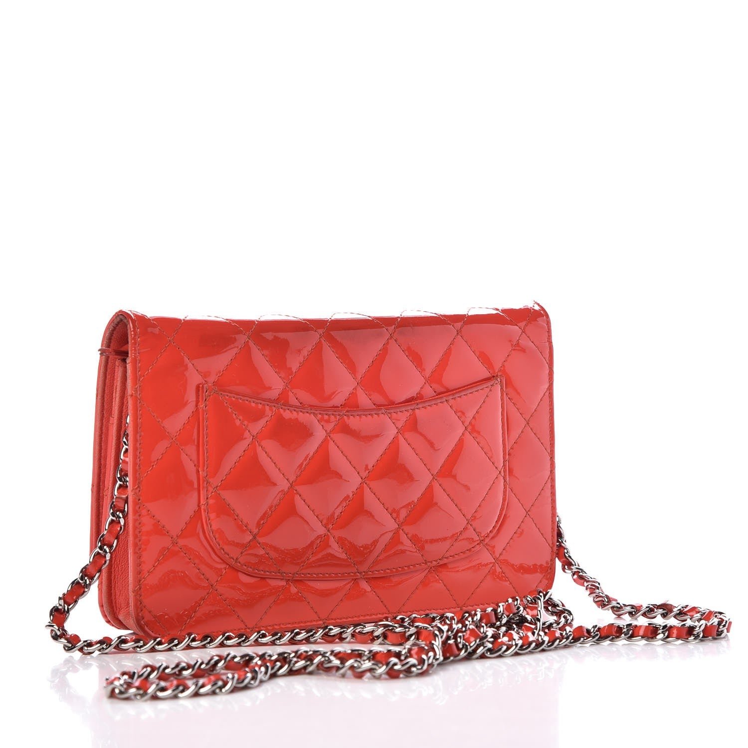 Chanel Patent Calfskin Quilted Reissue Wallet On Chain WOC Red 3 of 22