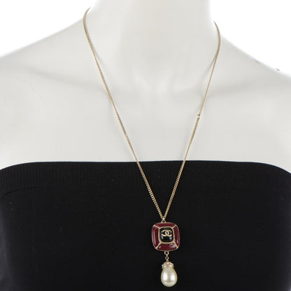 Chanel Enamel Pearl CC Pendant Necklace Gold 2 of 5