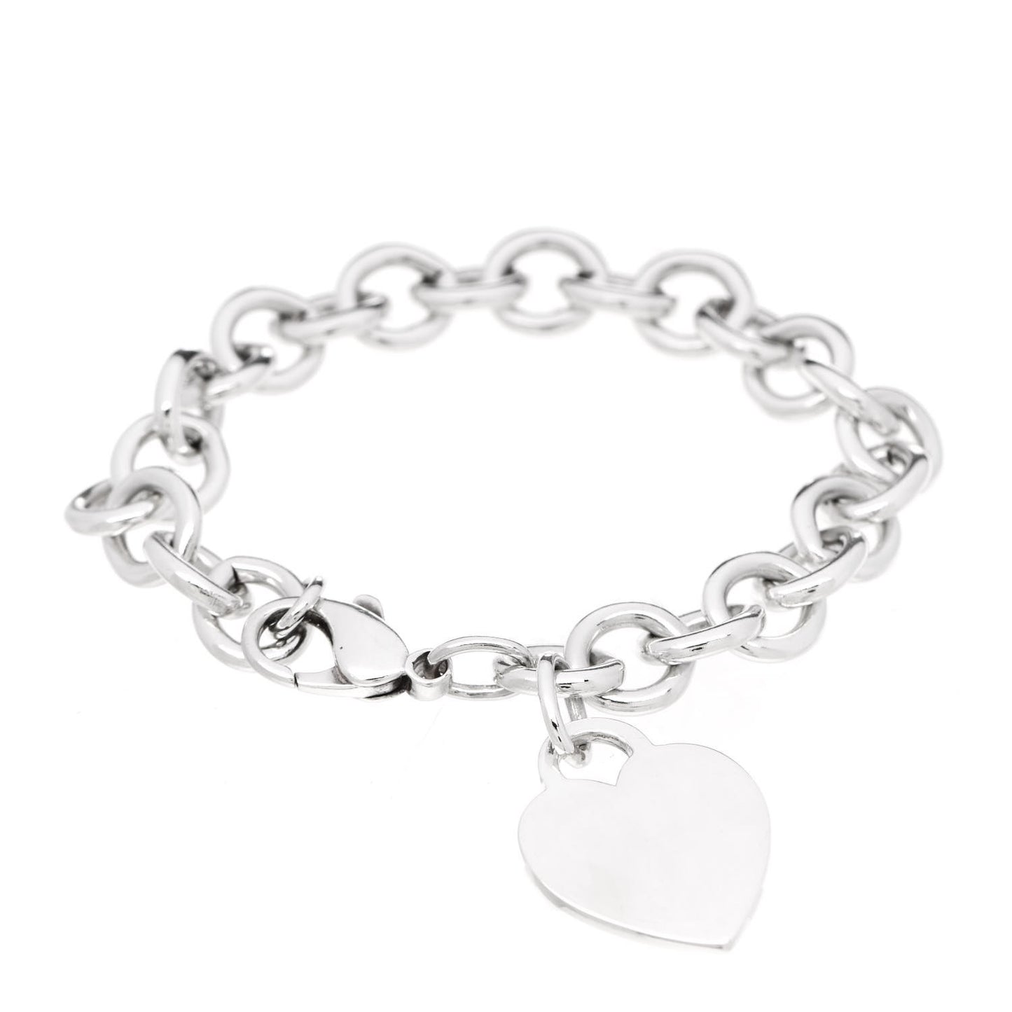Sterling Silver Heart Tag Charm Bracelet