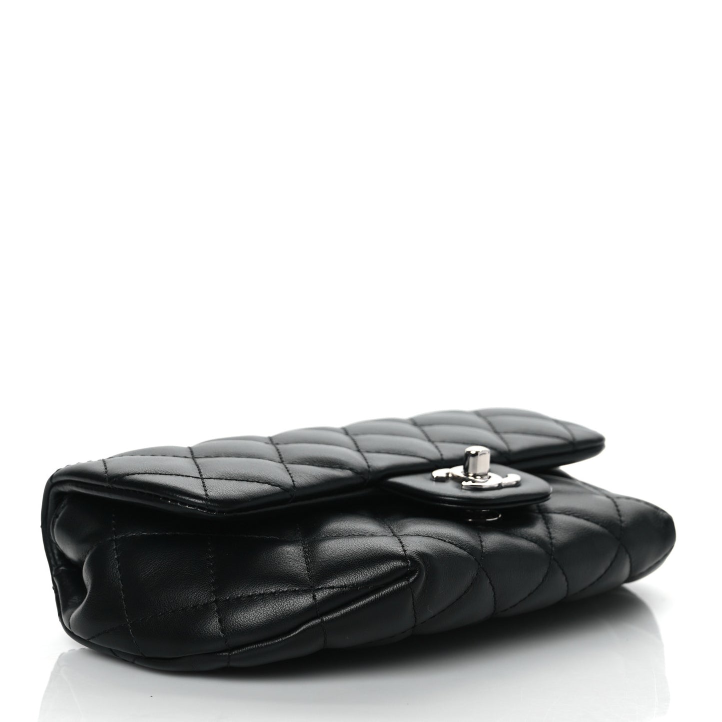 Calfskin Quilted CC Uniform Flap Belt Bag Black