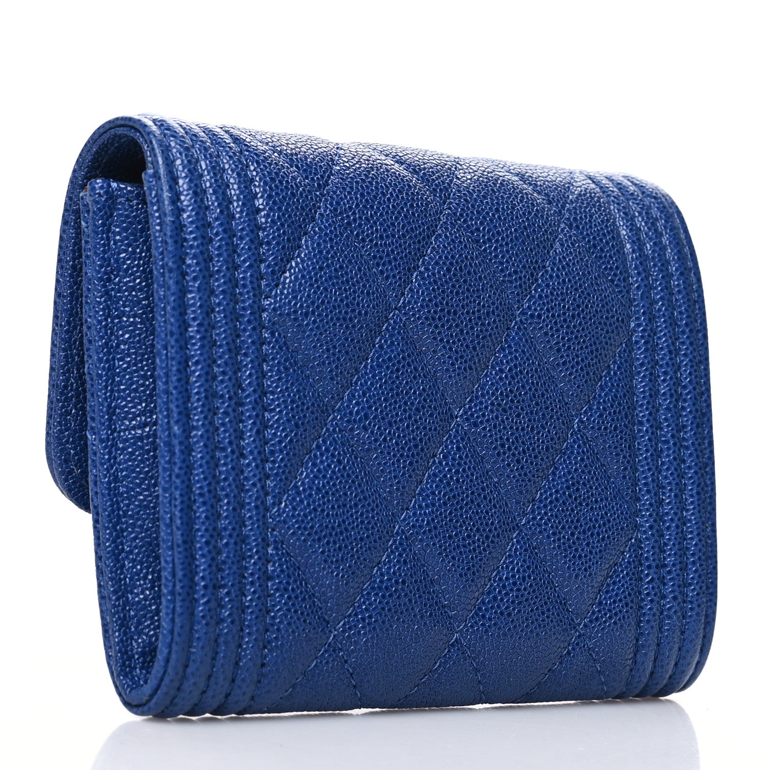 Chanel Caviar Quilted Boy Card Holder Wallet Blue 3 of 12