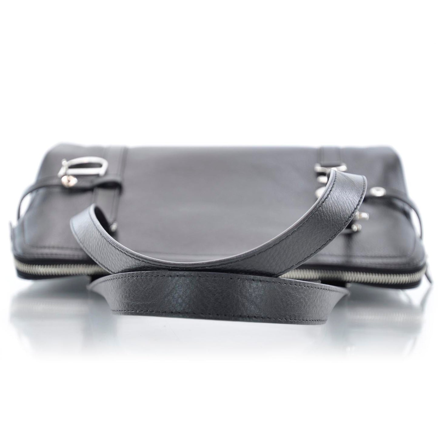 Leather Logo Charms Satchel Black