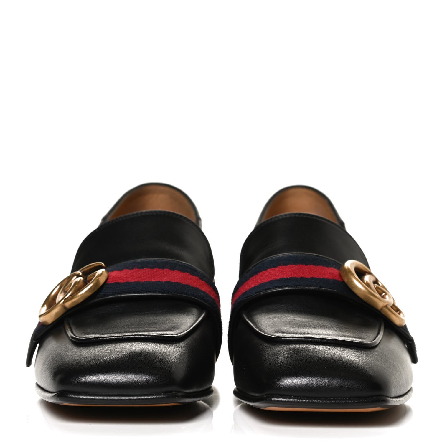 Gucci Betis Glamour Calfskin Web Pearl Embellished Peyton 35mm Loafer Pumps 36 Black 2 of 10
