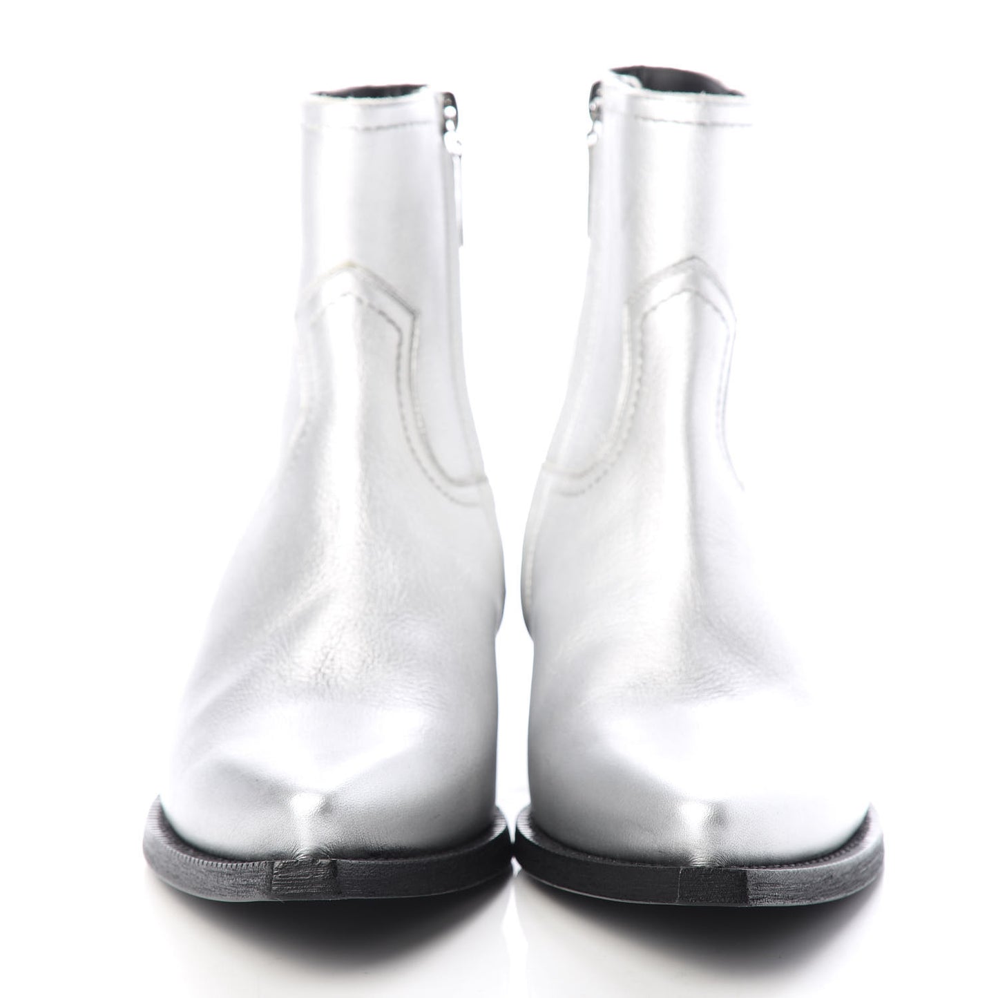 Metallic Calfskin Lukas Ankle Boots 37 Silver
