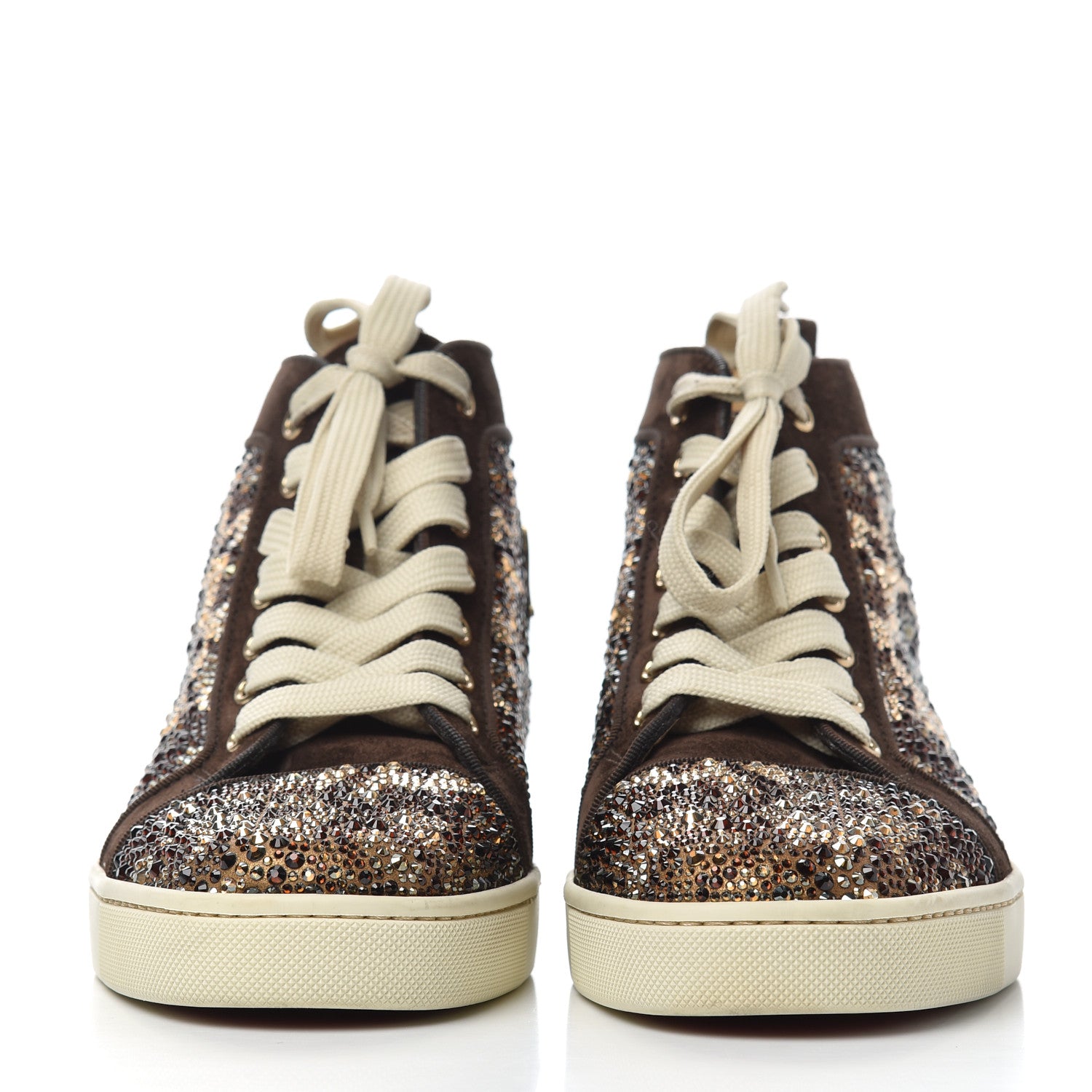 Christian Louboutin Suede Crystal Leopard Print Flat Sneakers 38 Brown 2 of 18