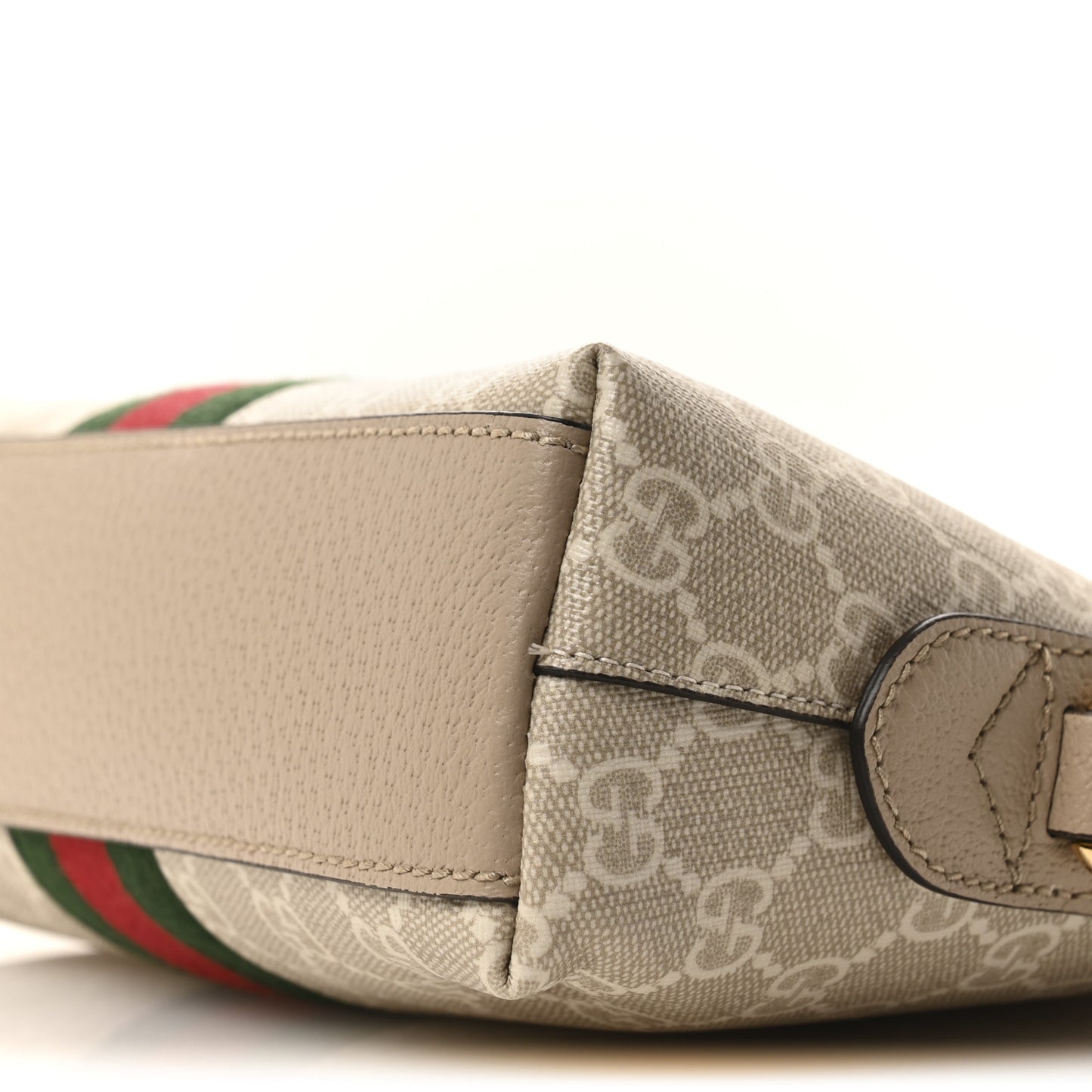 GG Supreme Monogram Textured Dollar Calfskin Web Small Ophidia Dome Shoulder Beige Mystic White Oatmeal