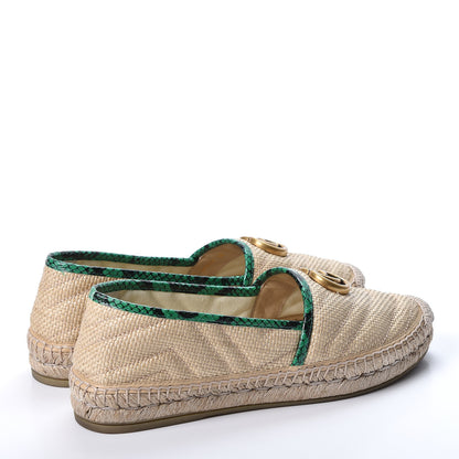 Gucci Straw Matelasse Elaphe GG Marmont Espadrilles 38 Natural New Shamarock 4 of 13