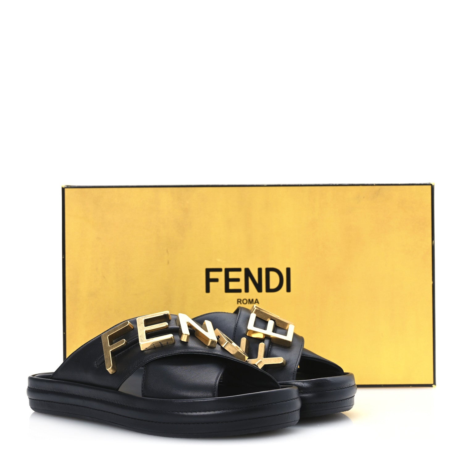 Fendi Vitello Womens Fendigraphy Slide Sandals 36 Black 14 of 14