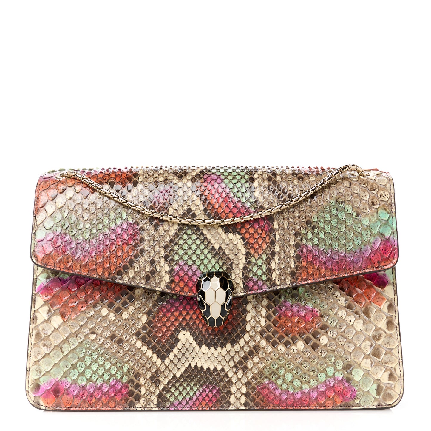 Elaphe Serpenti Forever Crossbody Bag Pink Multicolor