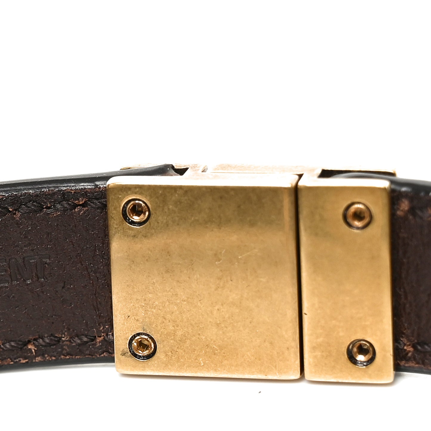 Vegetable Tanned Calfskin Monogram Bracelet L Dark Brown Chocolate
