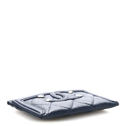 Chanel Caviar Quilted Filigree Card Holder Navy Blue 4 of 13