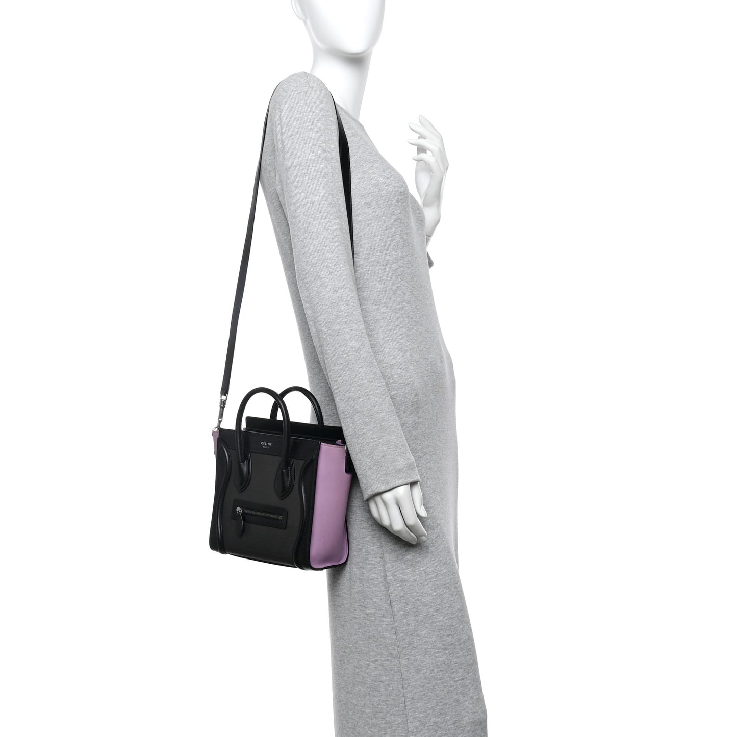 Baby Grained Calfskin Nubuck Tri-color Nano Luggage Anthracite