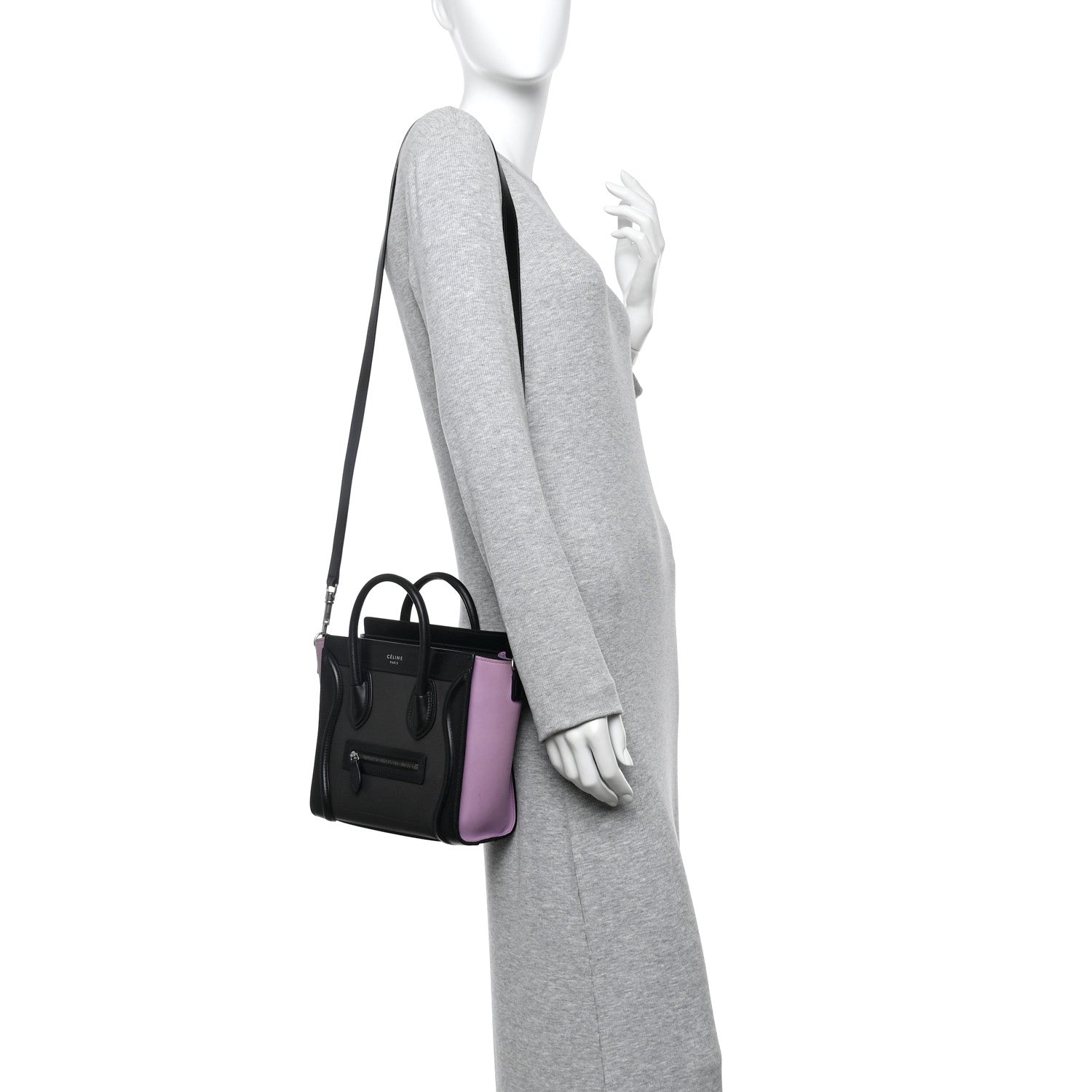 Celine Baby Grained Calfskin Nubuck Tri-color Nano Luggage Anthracite 2 of 12