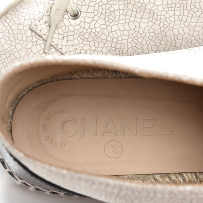 Chanel Crackled Calfskin High Top Espadrilles 40 Light Beige Black 10 of 12