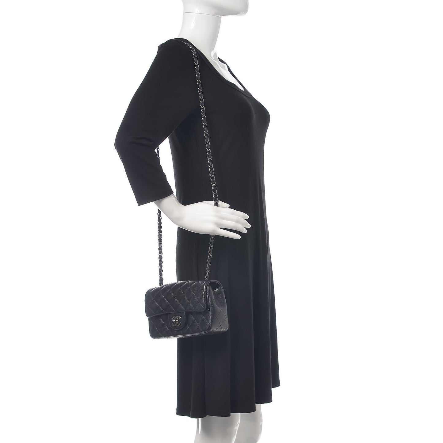 Caviar Quilted Mini Rectangular Flap Black