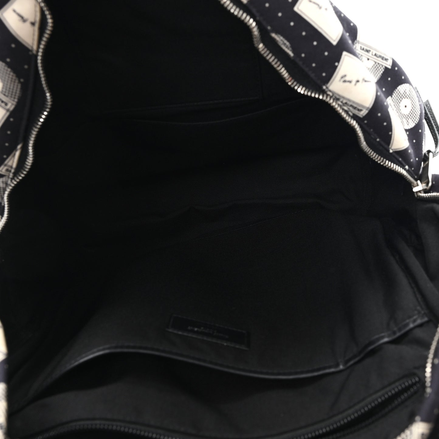 Canvas Record Print City Backpack Black White
