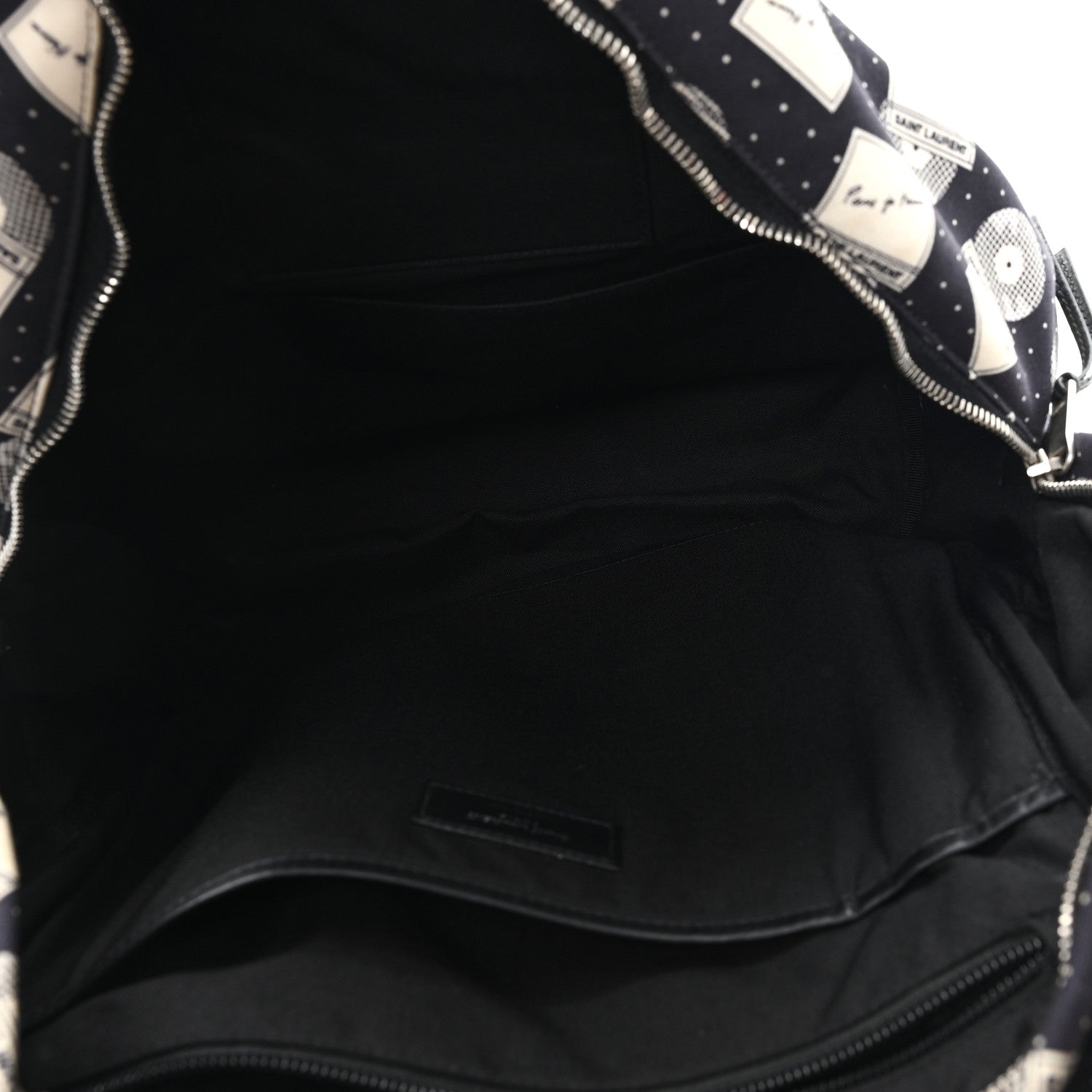 Saint Laurent Canvas Record Print City Backpack Black White 4 of 10