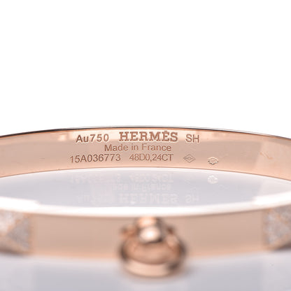 Hermes 18K Rose Gold Diamond PM Collier De Chien Bracelet SH 4 of 5