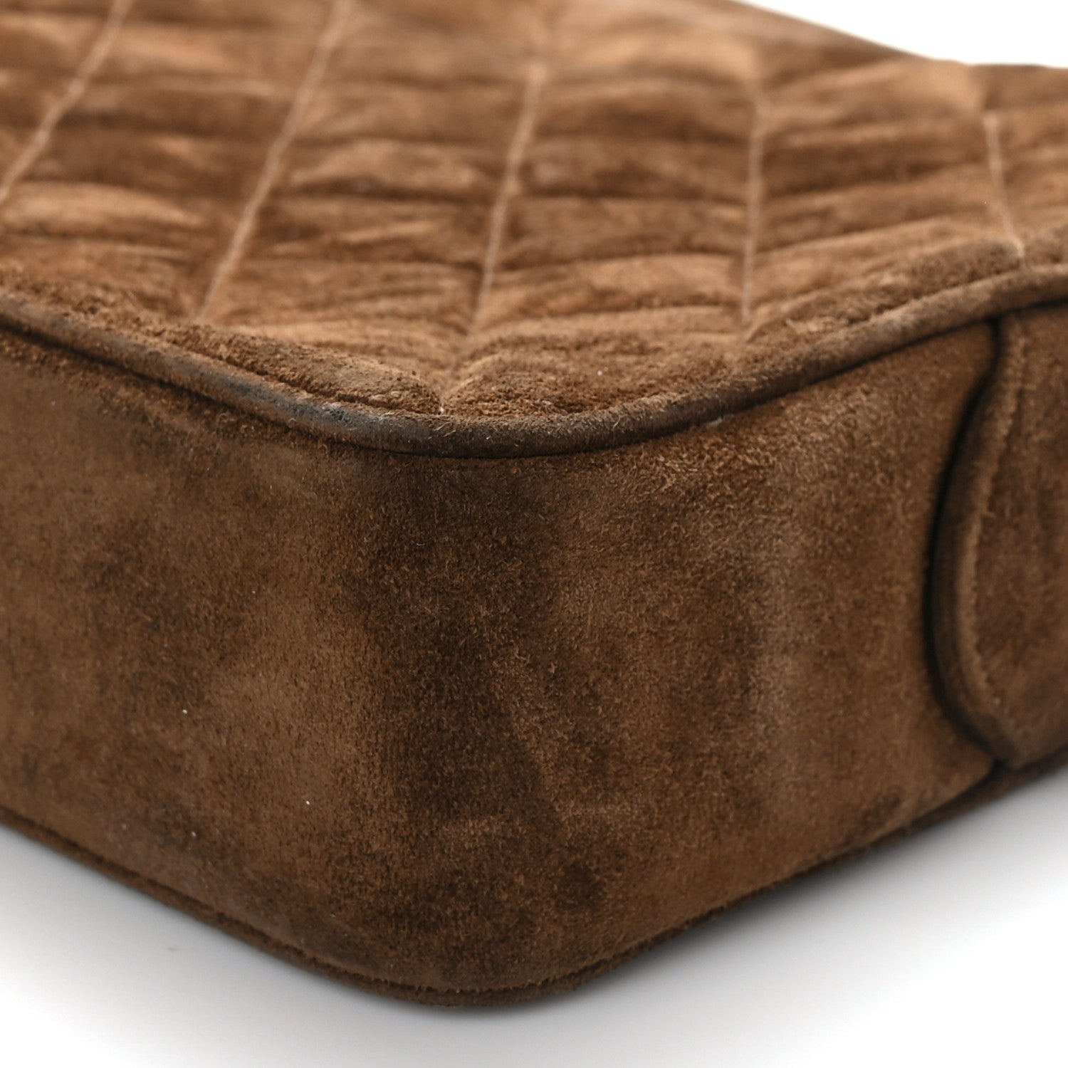 Chanel Suede Quilted Shoulder Bag Brown 10 of 10