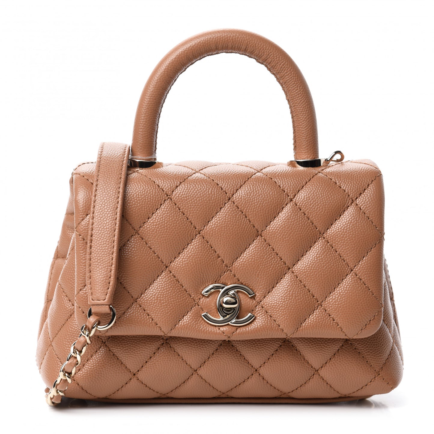 Caviar Quilted Extra Mini Coco Handle Flap Brown