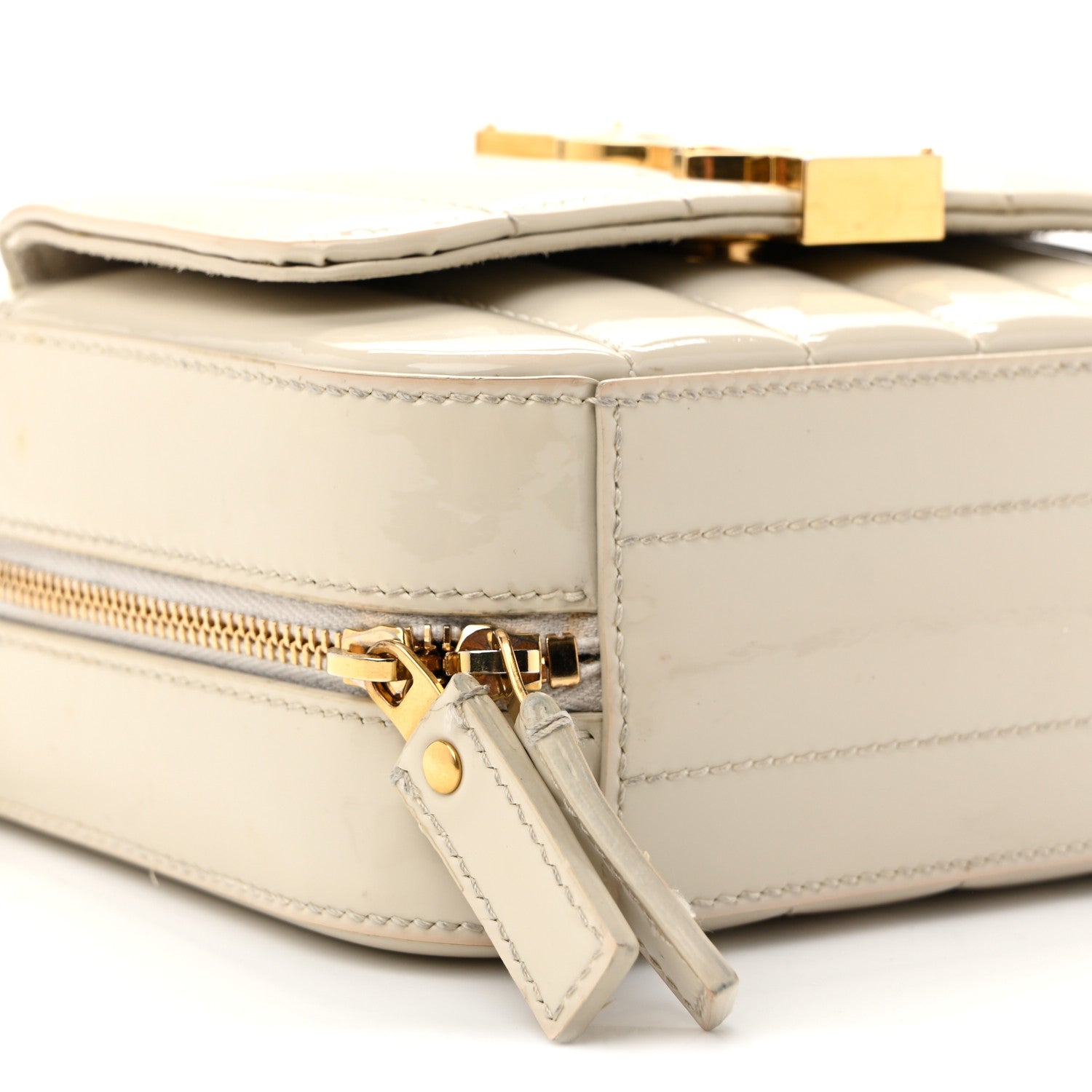 Saint Laurent Patent Matelasse Monogram Toy Vicky Camera Bag Off White 8 of 13
