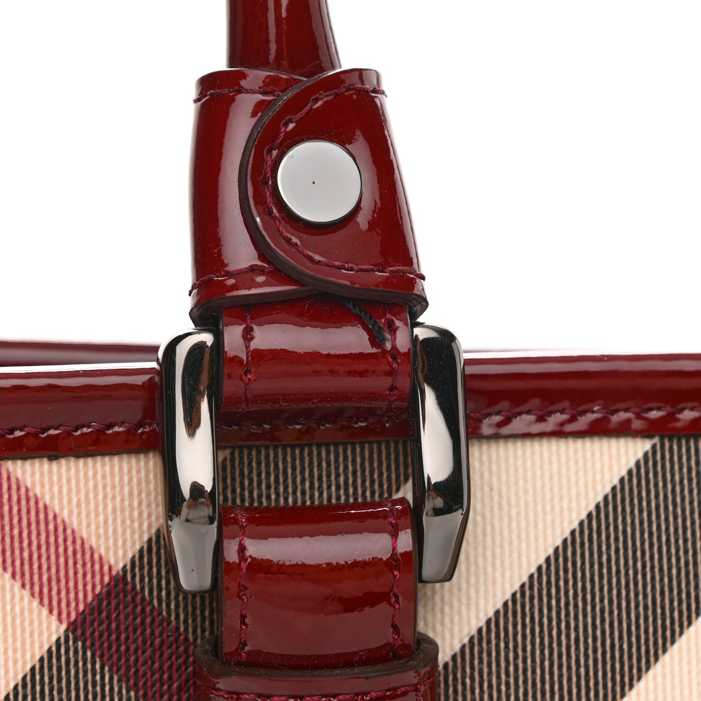 Patent Nova Check Medium Denham Tote Dark Red