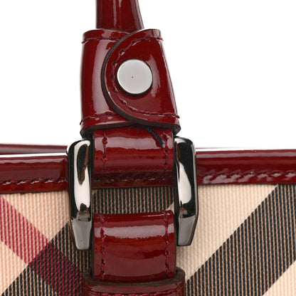 Burberry Patent Nova Check Medium Denham Tote Dark Red 10 of 11