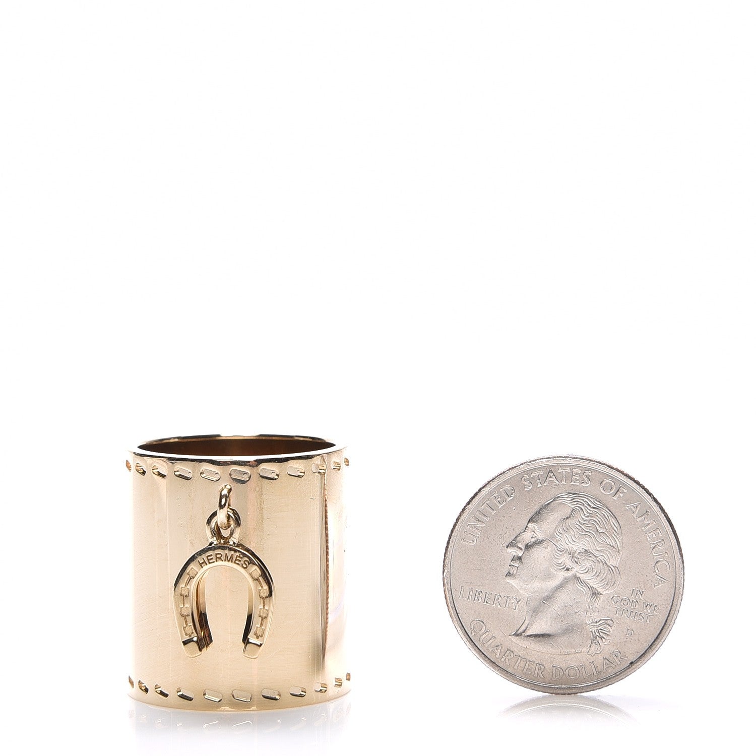 Hermes Charms Fer a Cheval Horseshoe Scarf Ring Gold 2 of 4