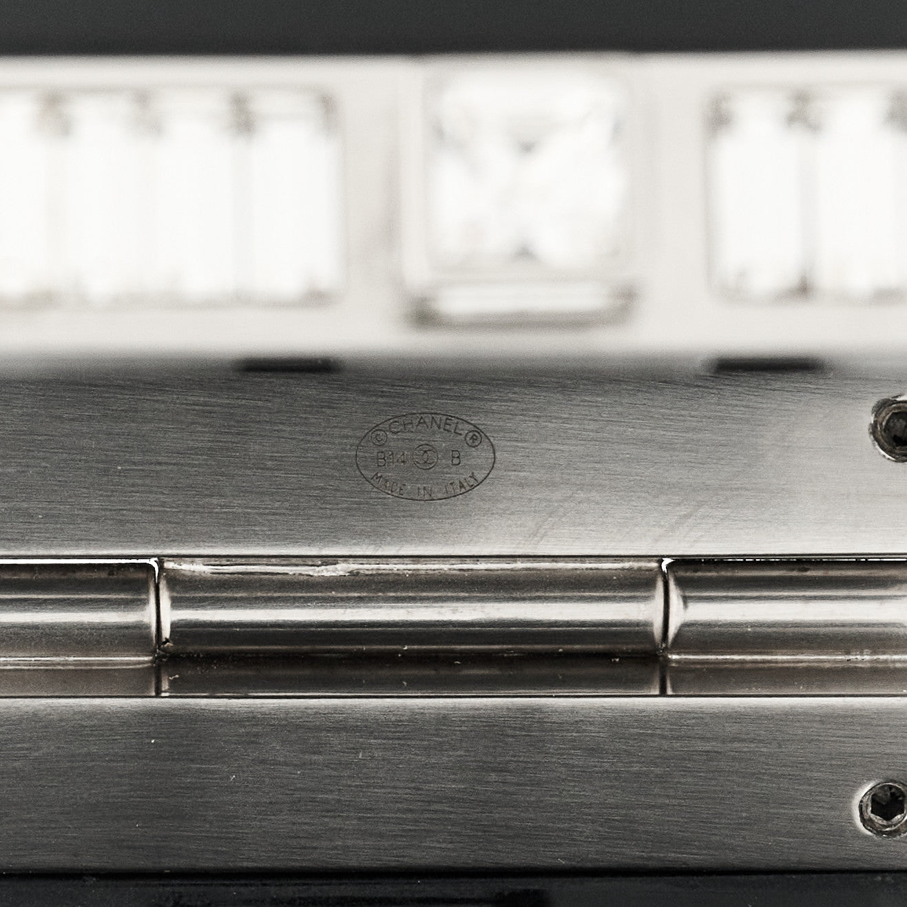 Chanel Resin Baguette Crystal CC Cuff Bracelet M Black 4 of 4