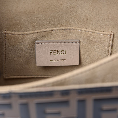 Fendi Vitello Liberty Bi-Color FF 1974 Embossed Small Kan U Shoulder Bag Maya Black 6 of 10