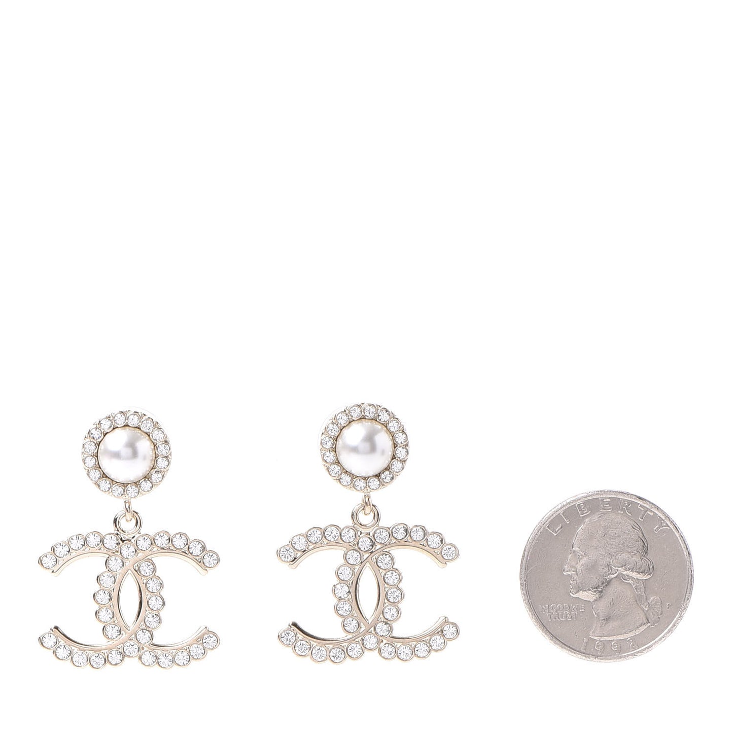 Crystal Pearl Bow-tiful CC Drop Earrings Gold