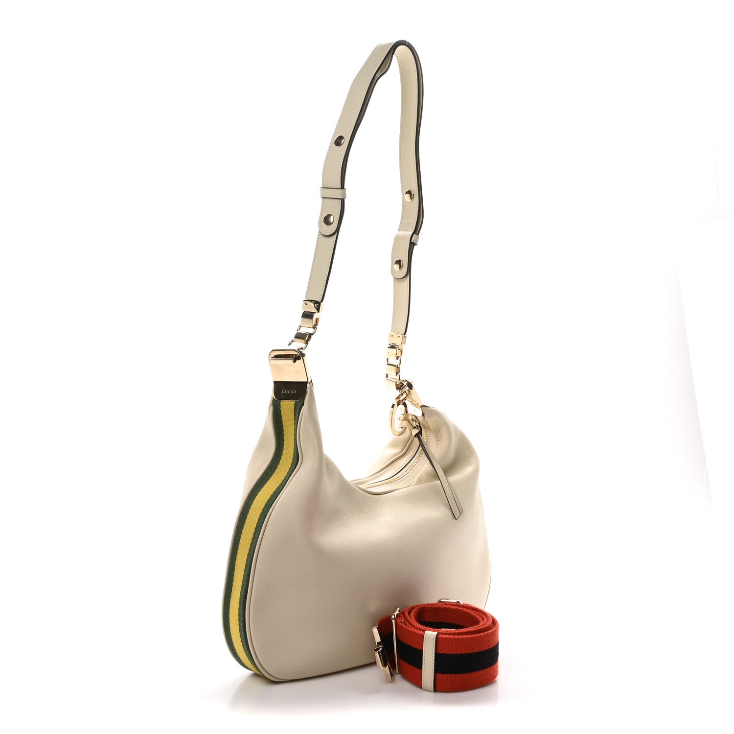 Gucci Aria Calfskin Web Large Attache Shoulder Bag Beige 3 of 9