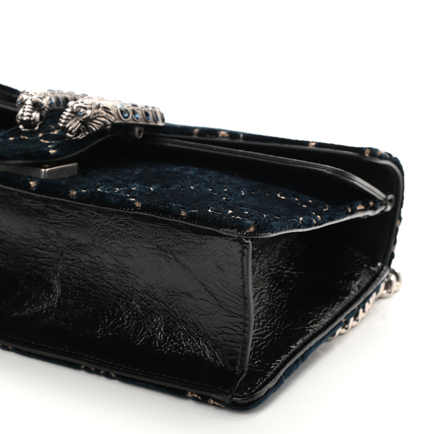 Gucci Velvet Skipper Crystal GG Monogram Small Dionysus Shoulder Bag Blue Beige Black 9 of 9