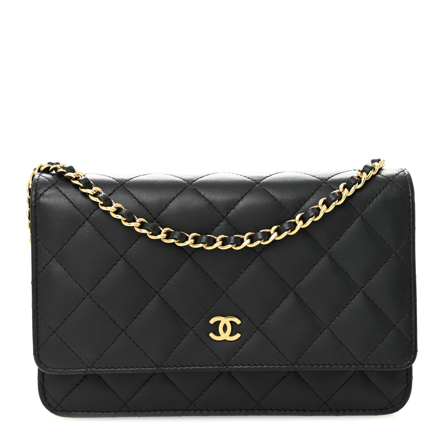 Chanel Lambskin Quilted Wallet On Chain WOC Black 1 of 11