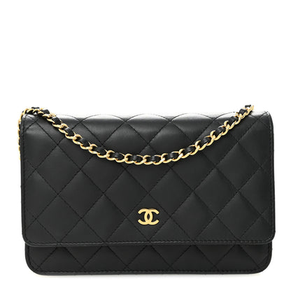 Chanel Lambskin Quilted Wallet On Chain WOC Black 1 of 11